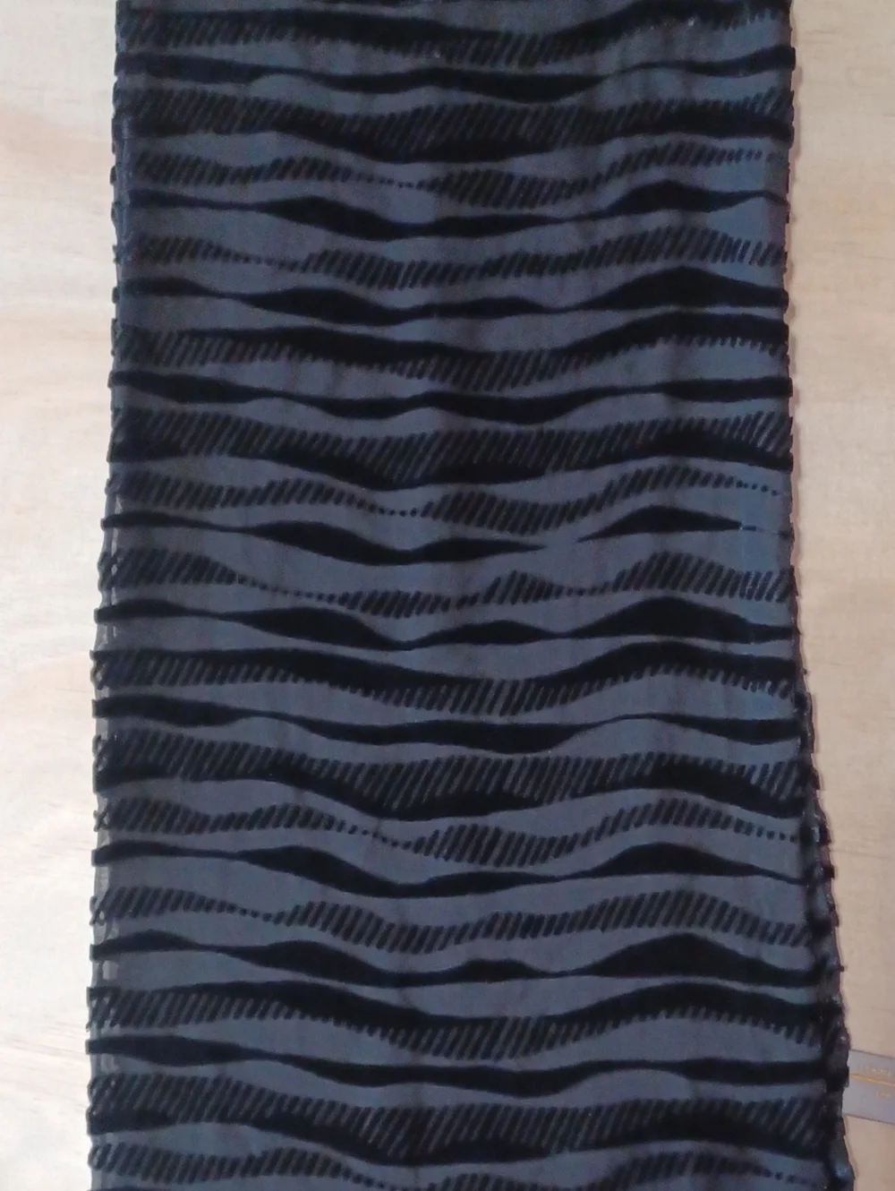 Elaine Gold Collection XIIX Velvet Burnout 56×10 Rayon Silk Oblong Scarf Black